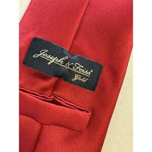 Joseph & Feiss Gold Polyester Tie Red Solid Men Necktie Short 62x3.25
